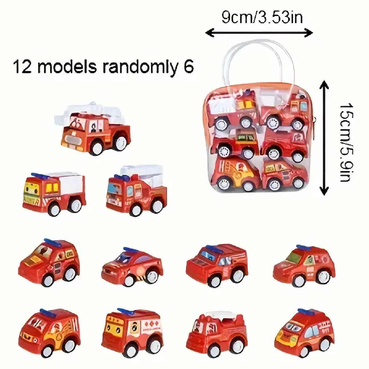 18pc Pull Back Mini Die-Cast Cars City, Fire Trucks, Construction Vehicles Sets