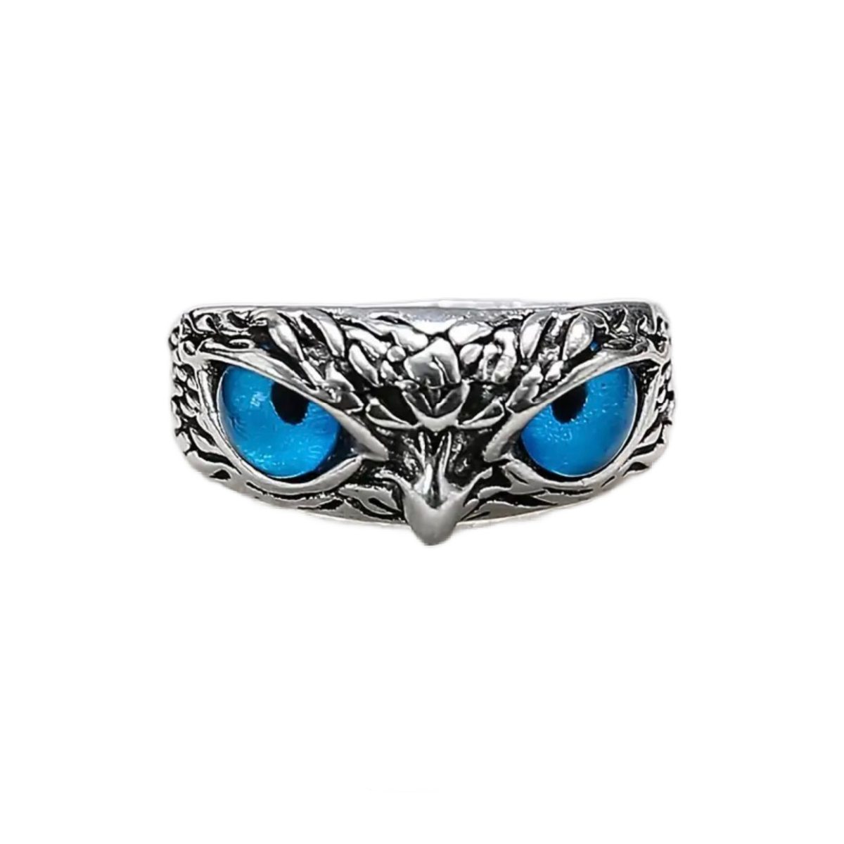 Blue Eye Cute Owl Silver Ring Adjustable Size Bird Unique Unisex Fun New