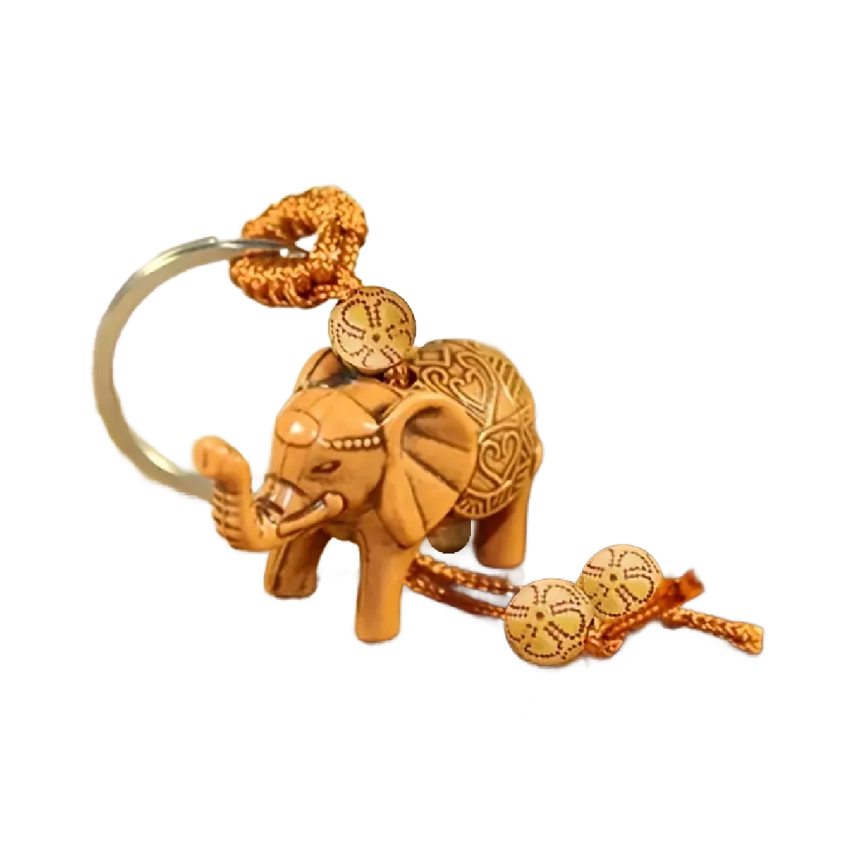 Polyresin Elephant Keychain Lucky Carved Animal Key Ring NEW