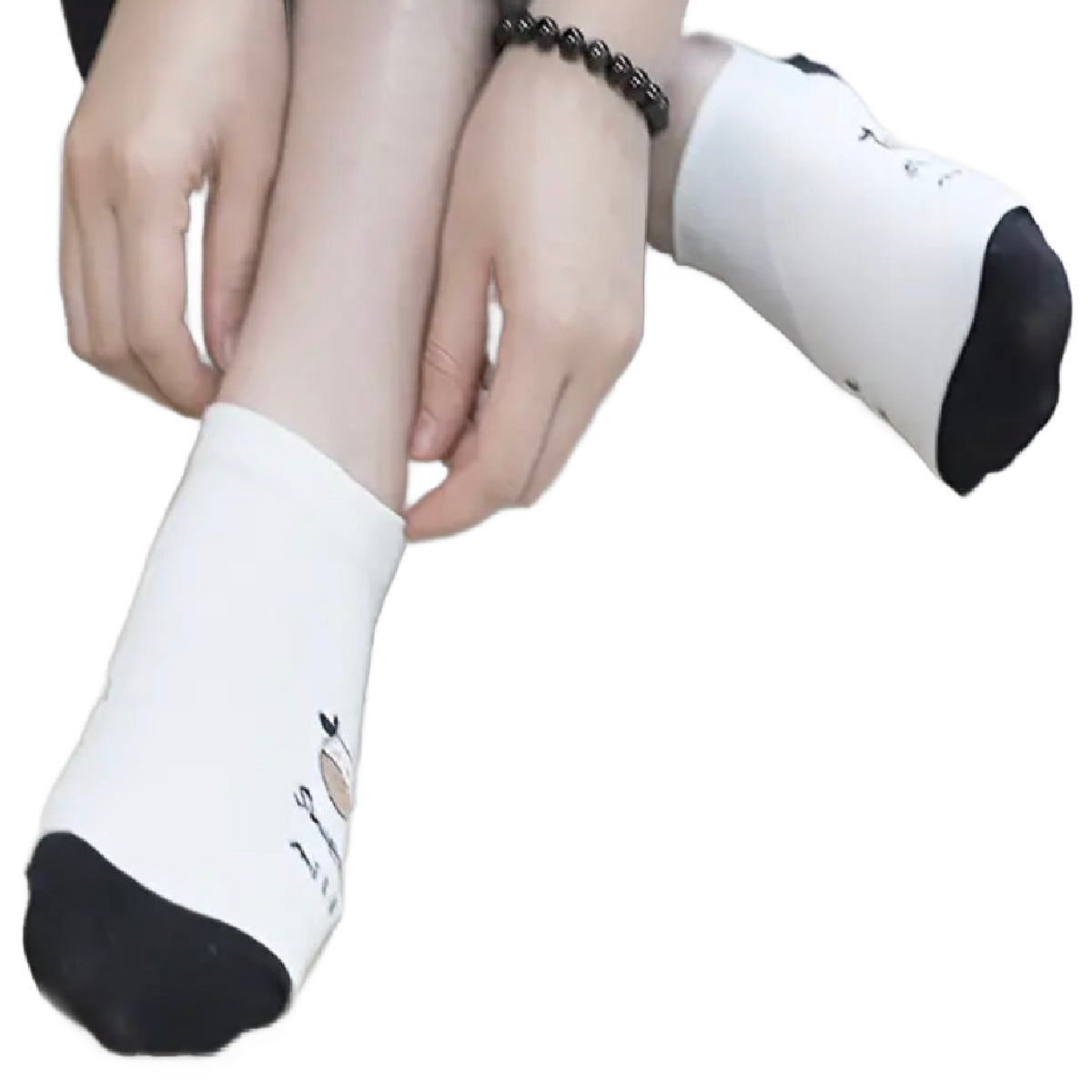 5 Pairs of Cow Stripe Socks Low Cut Ankle White Black Women's Stockings Hosiery