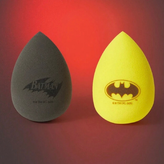 2pc Batman Makeup Blending Sponge Set Soft Teardrop Bat Black & Yellow New