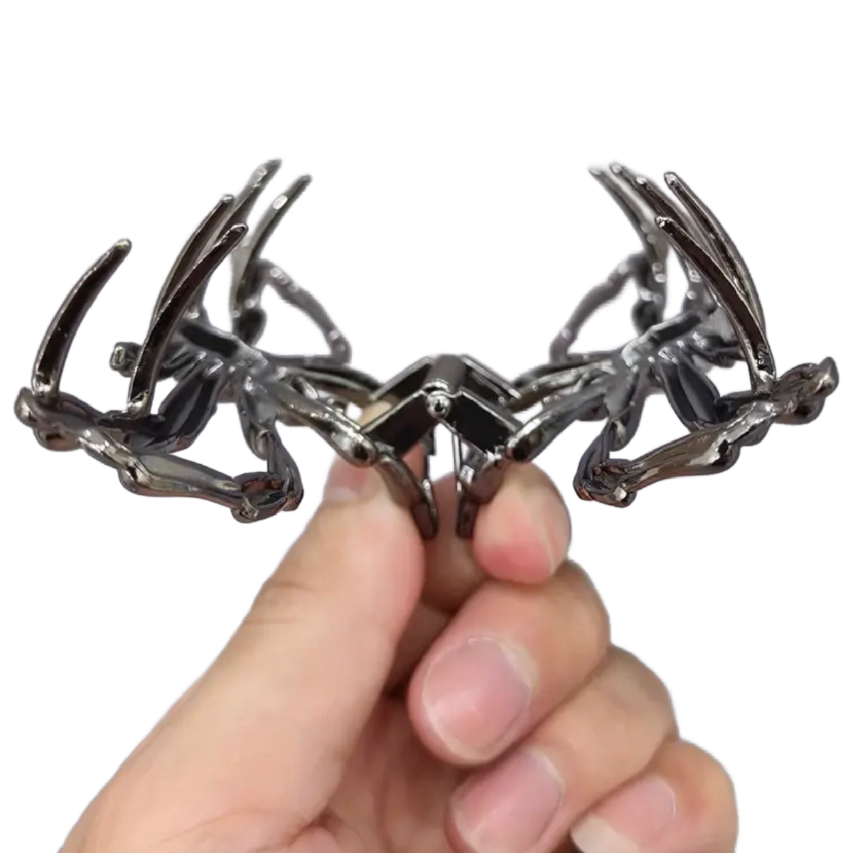 Hollow Black Spider Metallic Gunmetal Hair Claw Shark Clip 4.3" New Accessory