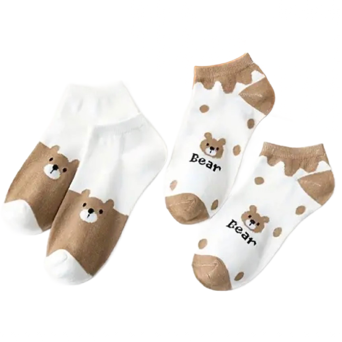 5 Pairs of Cartoon Bear Low Cut Ankle Socks Breathable Stockings Hosiery New