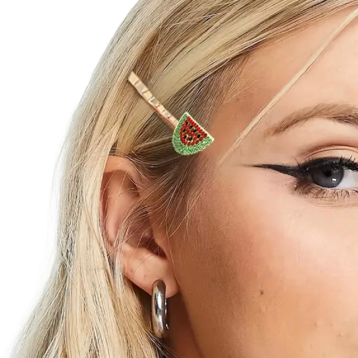 Avocado & Watermelon Scrunchies Rhinestone Bobby Pin Hair Accessory Sets
