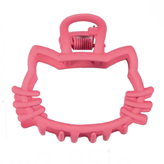 Pink Hollow Kitty Cat Hair Claw Alloy Clip New Accessory For Adult, Teens, Kids