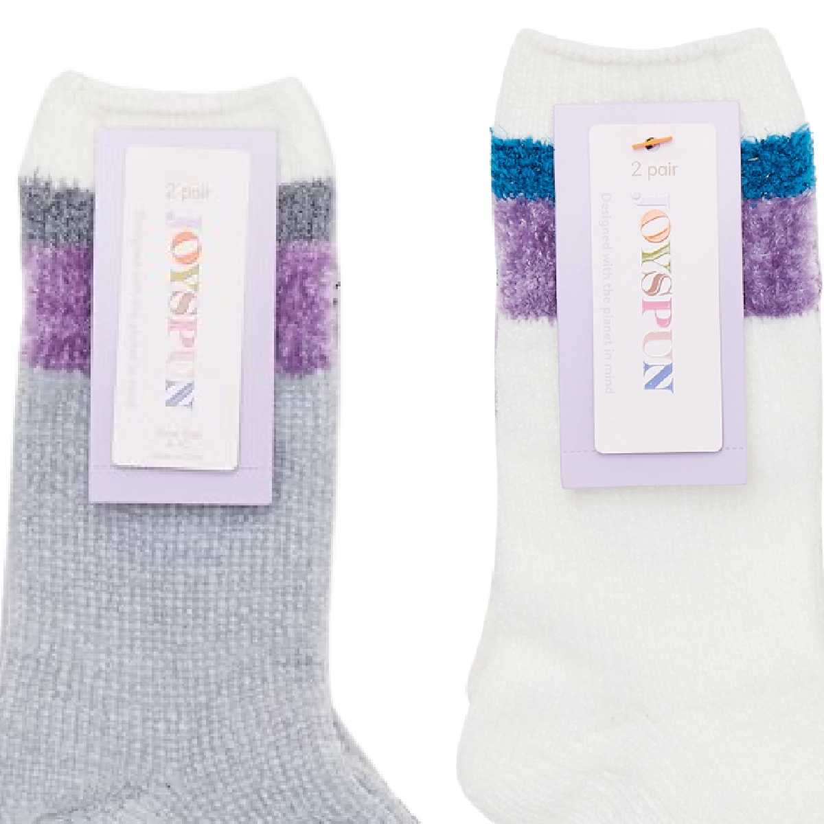 Joyspun Luxury Lounge Gripper Soft Socks 4pk Size 4-10 Purple Gray White New Lot