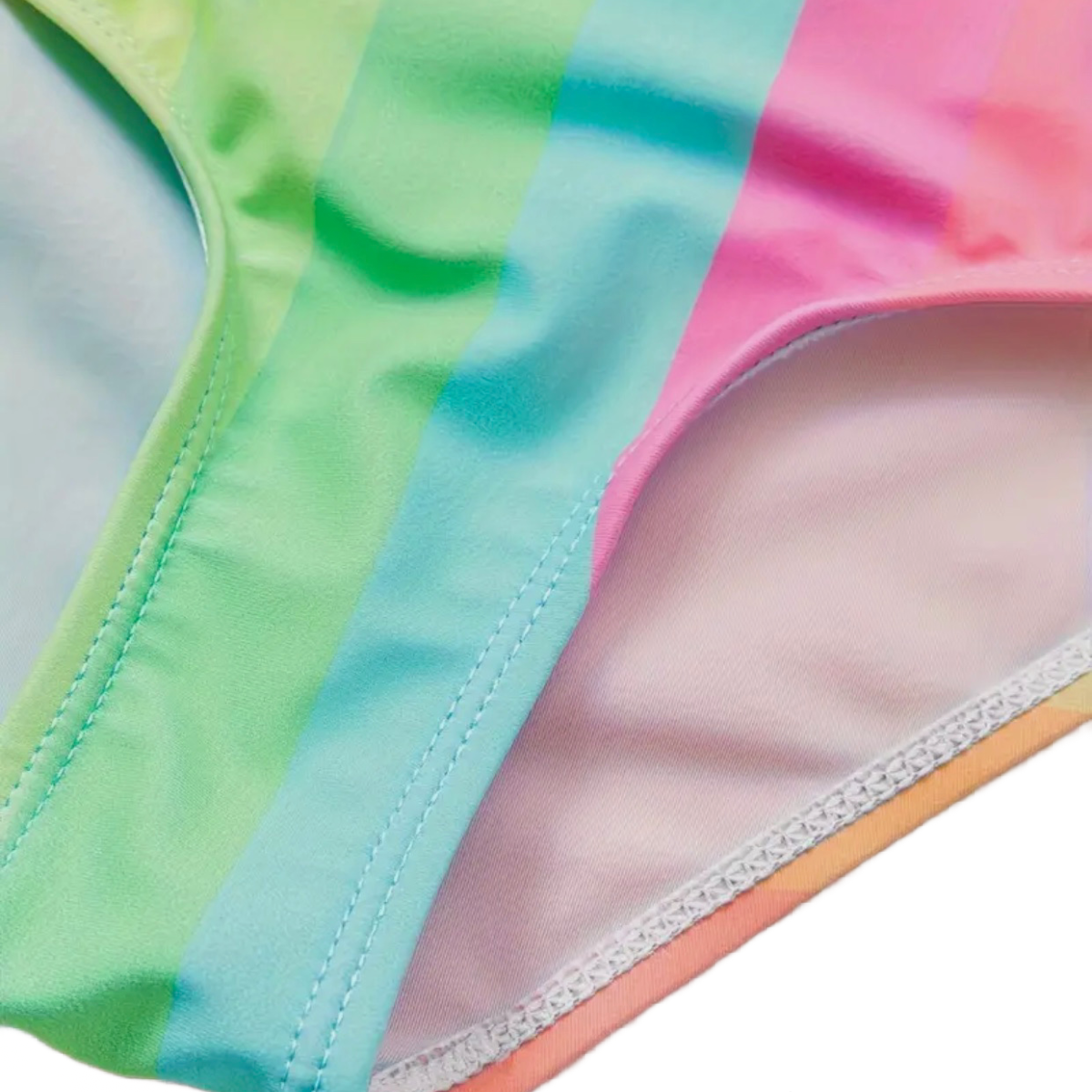 Rainbow SUNSHINE One-Piece Swimwear Bathing Swimsuit Ruffle Scoop Neck New