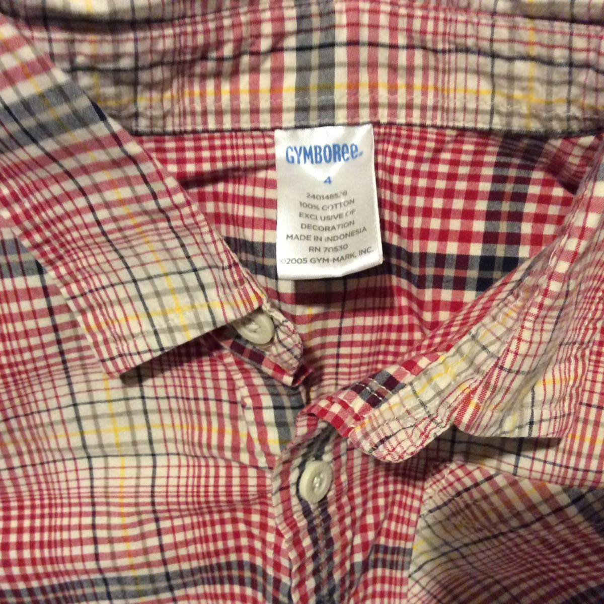 Gymboree Plaid Shirt Boys Size 4 Button Up Chest Pocket Short Sleeve 100% Cotton