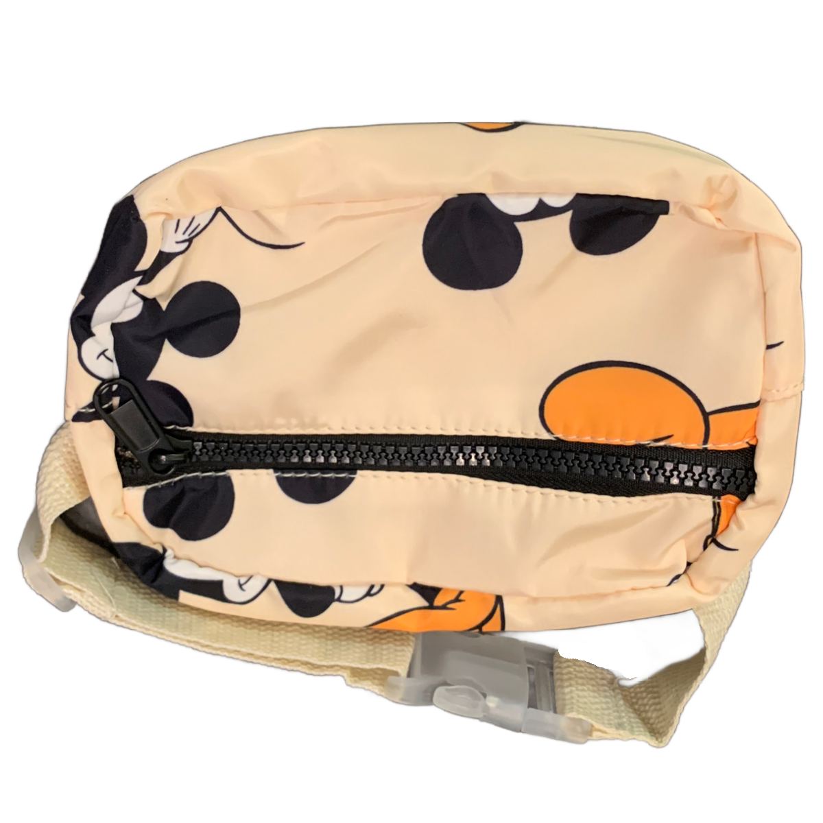 Disney Mickey Mouse Small Backpack Detachable Pouch Neutral Apricot Beige New