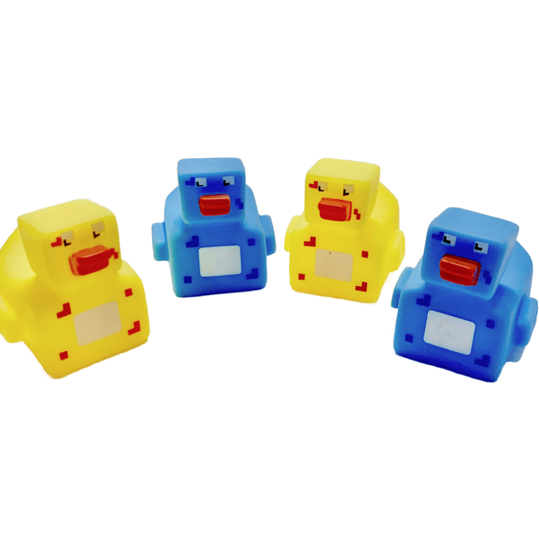 Lot of 4 MINECRAFT Square Duck Rubber Dash Ornament Chicken DuckDuck Jeep Toy