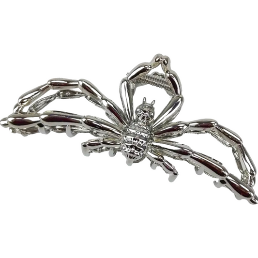 Hollow Black Spider Metallic Gunmetal Hair Claw Shark Clip 4.3" New Accessory