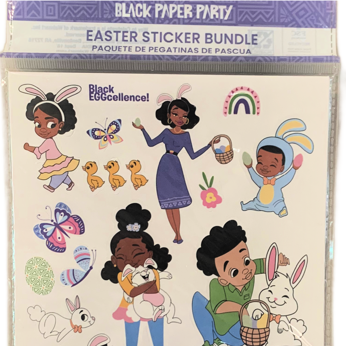 Black Paper Party Easter Chocolate Bunny Kids 900 Stickers Bundle 6 Package Lot