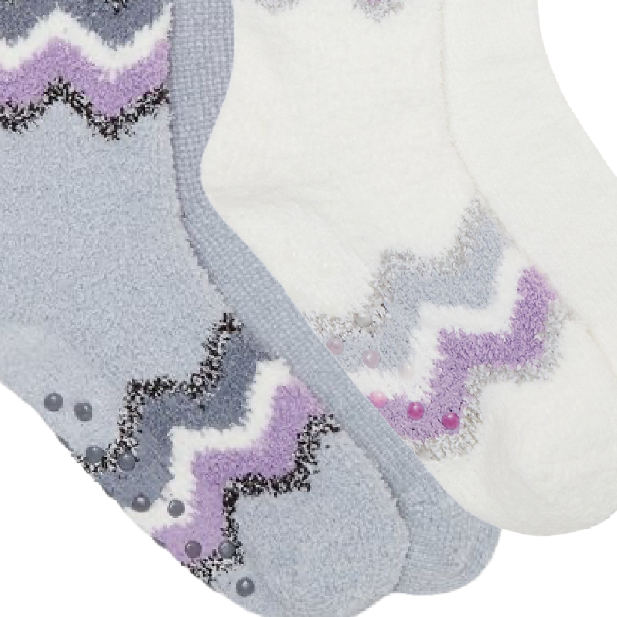 Joyspun Luxury Lounge Gripper Soft Socks 4pk Size 4-10 Purple Gray White New Lot