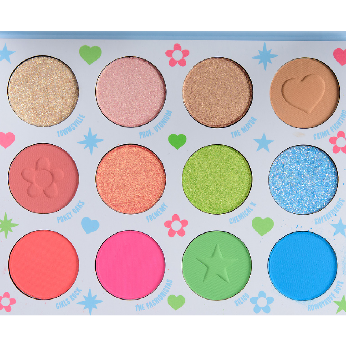 COLOURPOP Powerpuff Girls Eyeshadow Palette Metallic Glitter Matte 12 Shades NEW