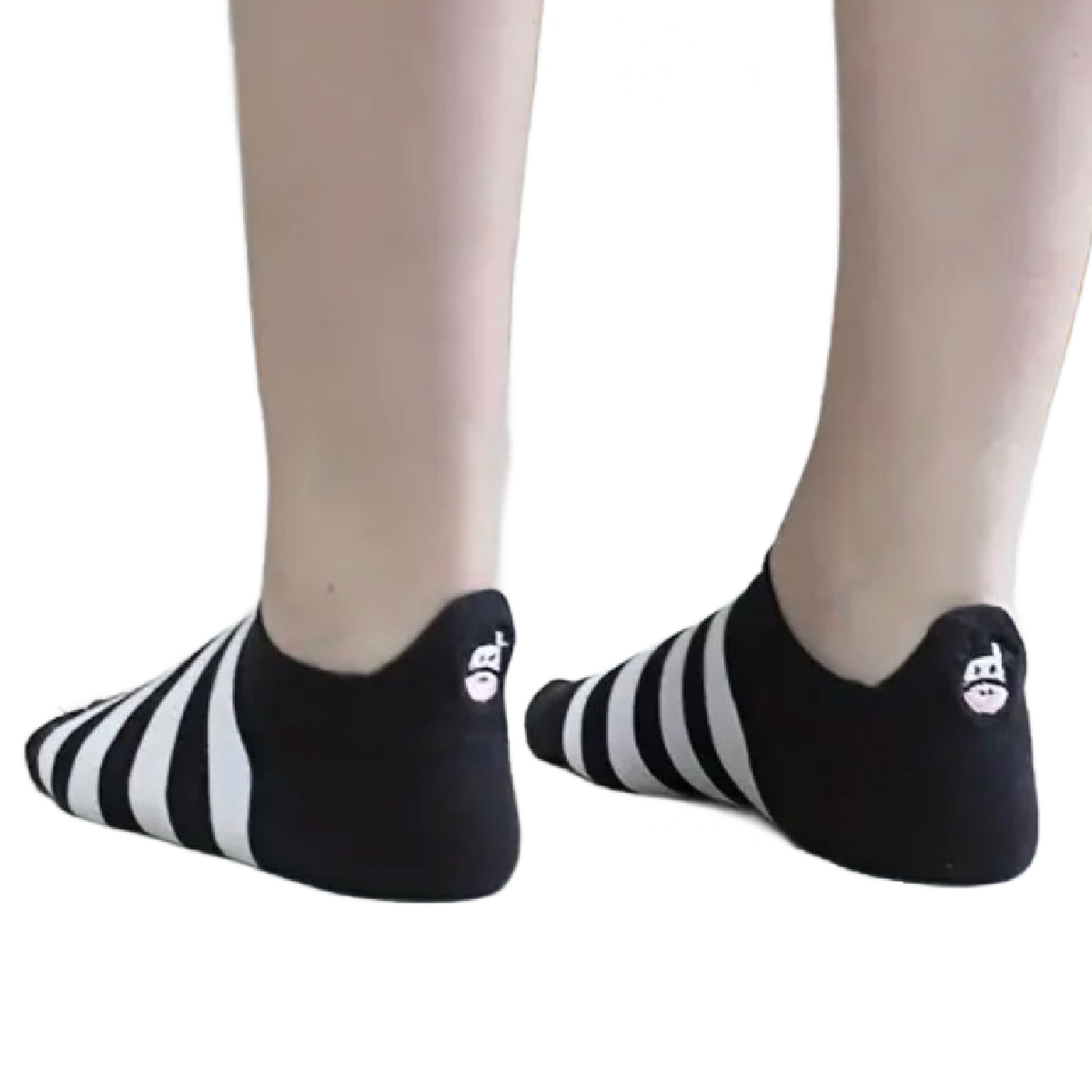 5 Pairs of Cow Stripe Socks Low Cut Ankle White Black Women's Stockings Hosiery