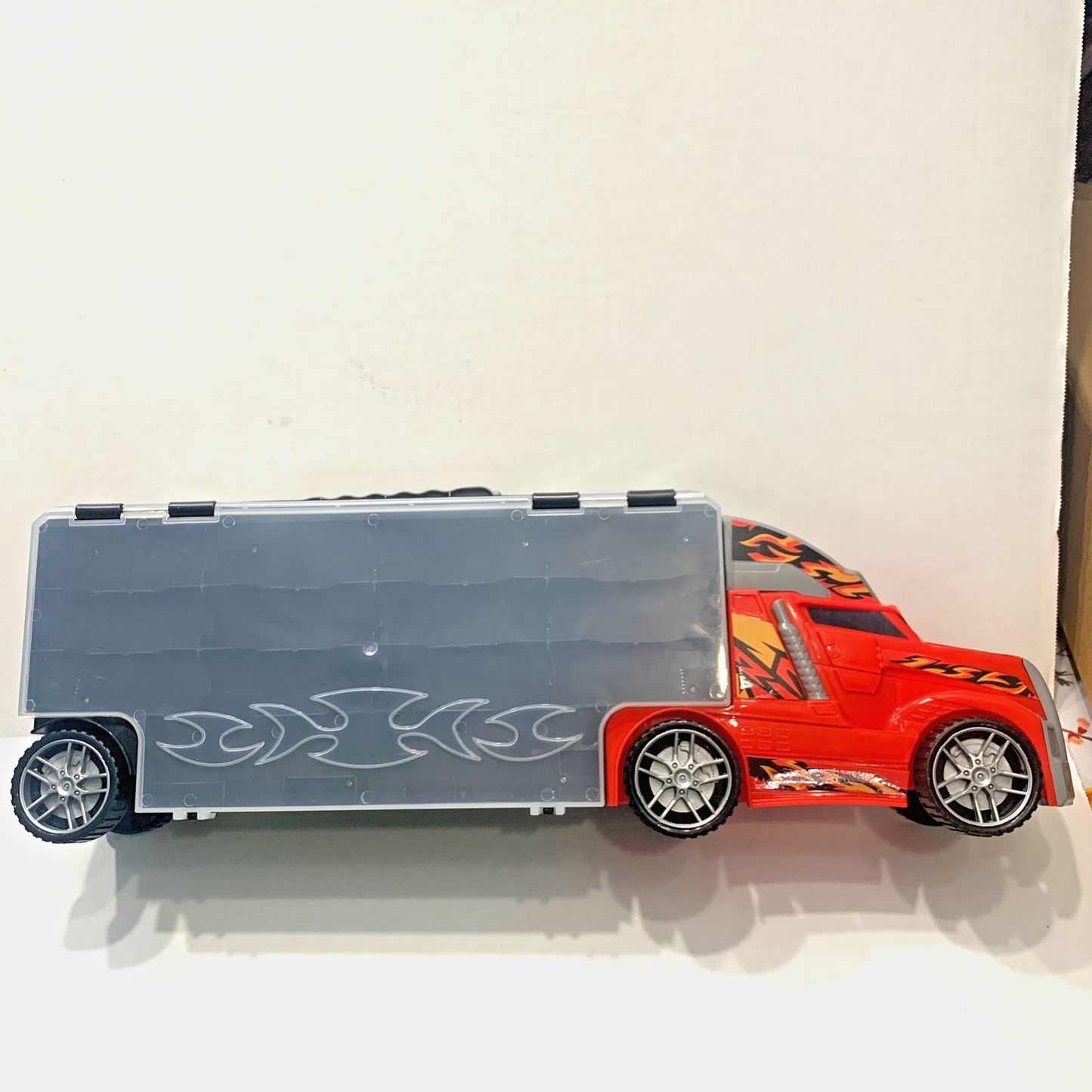 Kids Transport Car Carrier Truck Toy, 6 Die-Cast Vehicles & Road Accessories New