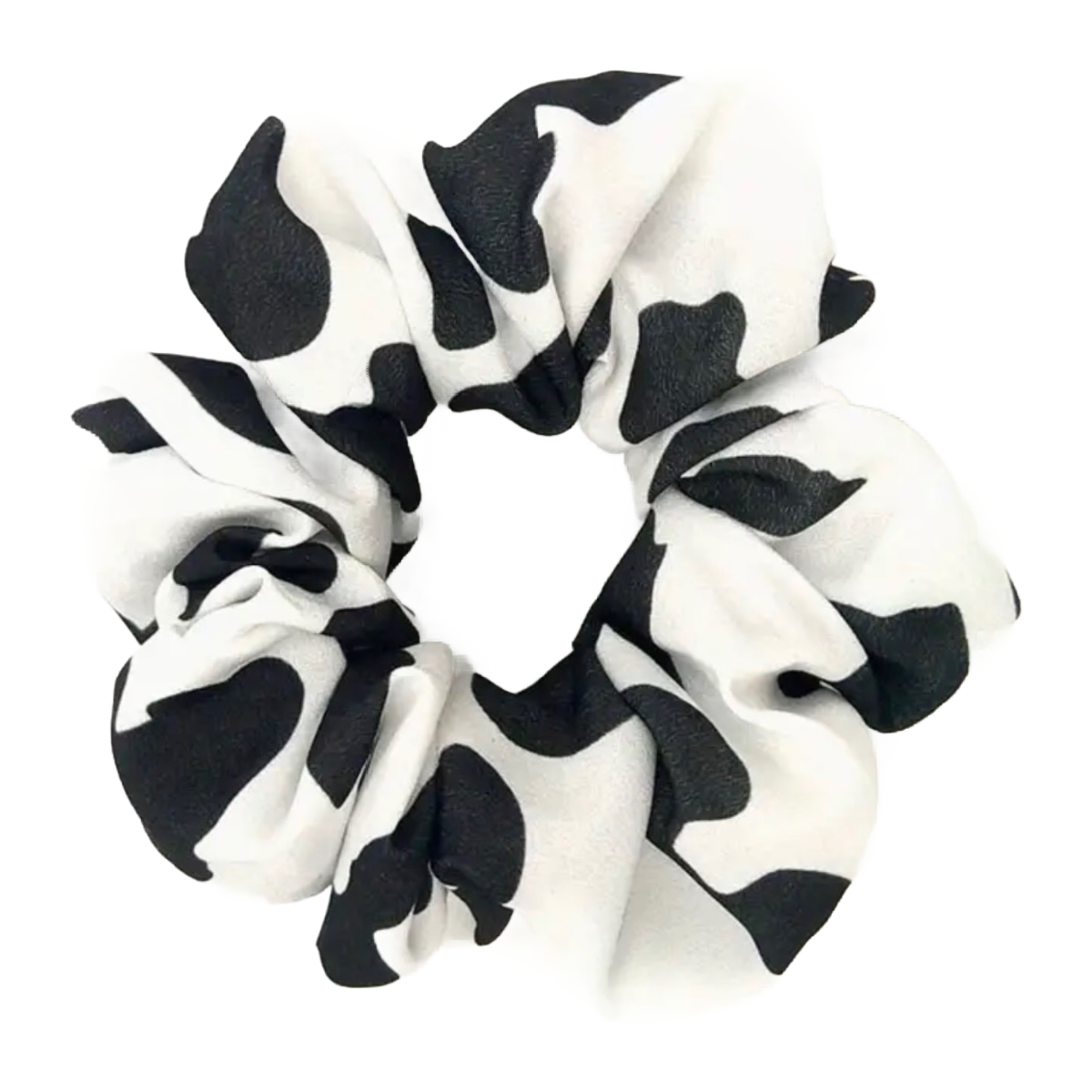 2pc Cow Print Satin Scrunchies Set Elastic Ties Comfortable Black White Lot NEW