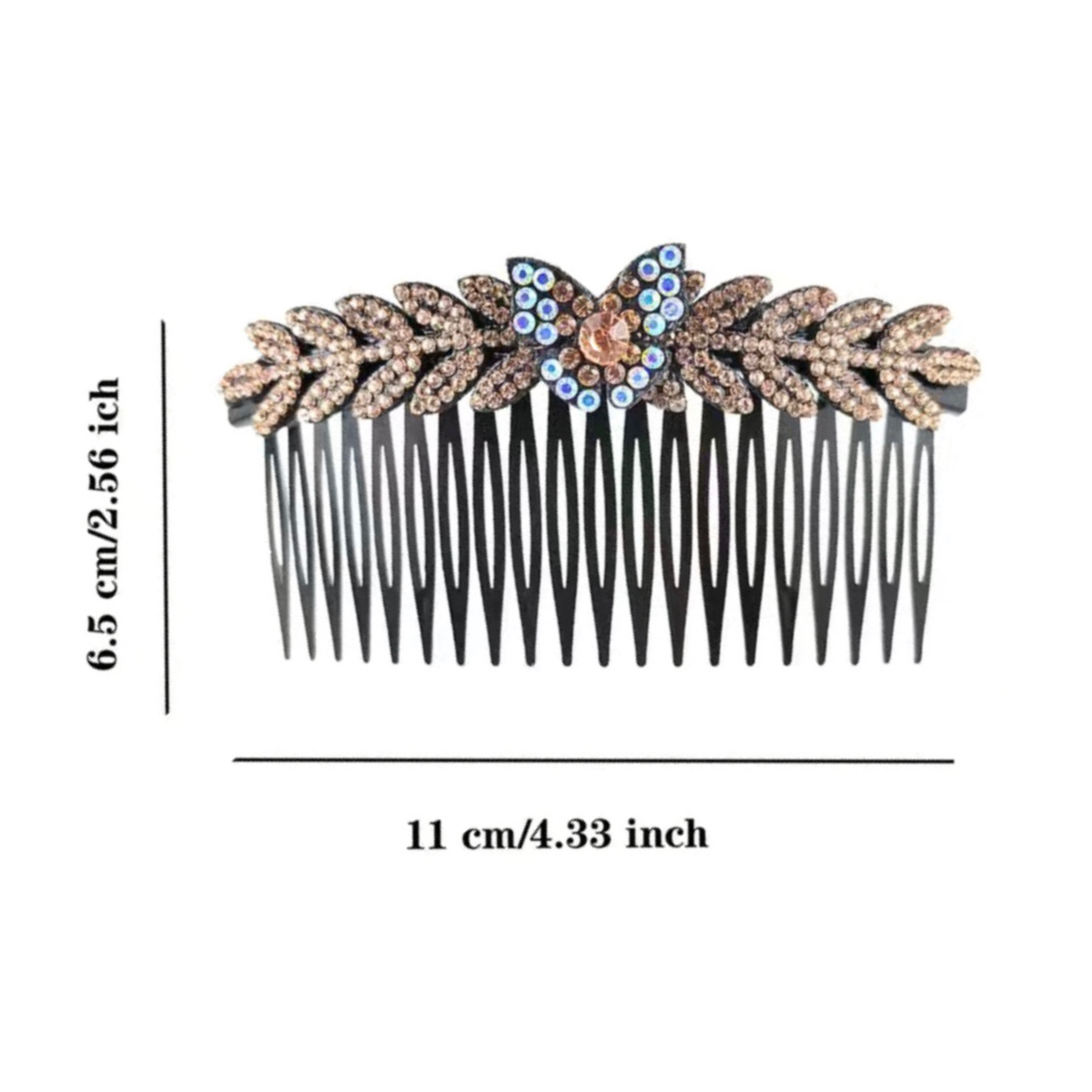 Butterfly Leaf Rhinestone Hair Side Comb Barrette Elegant Sparkling Accessory