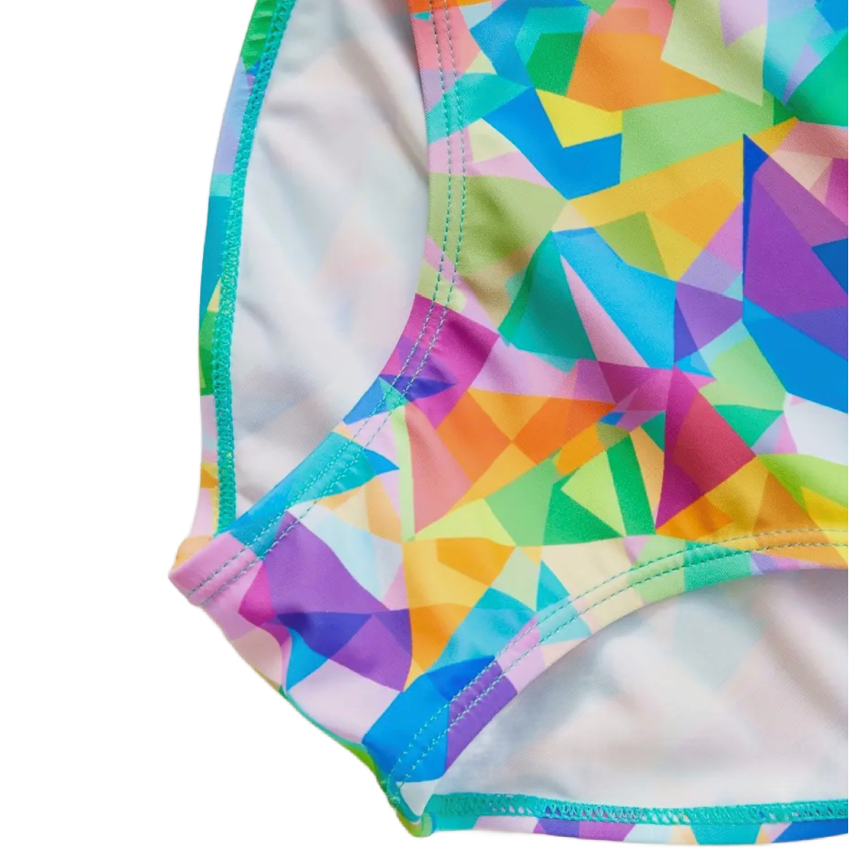 Colorful Geometric Pattern Print Swimwear Girls Criss-Cross Straps Swimsuit New