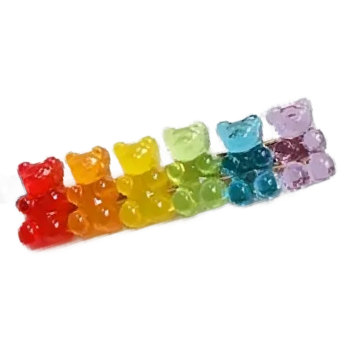 Rainbow Bear Hair Clip Candy Gummy Bears Colorful 2.36" Barrettes New