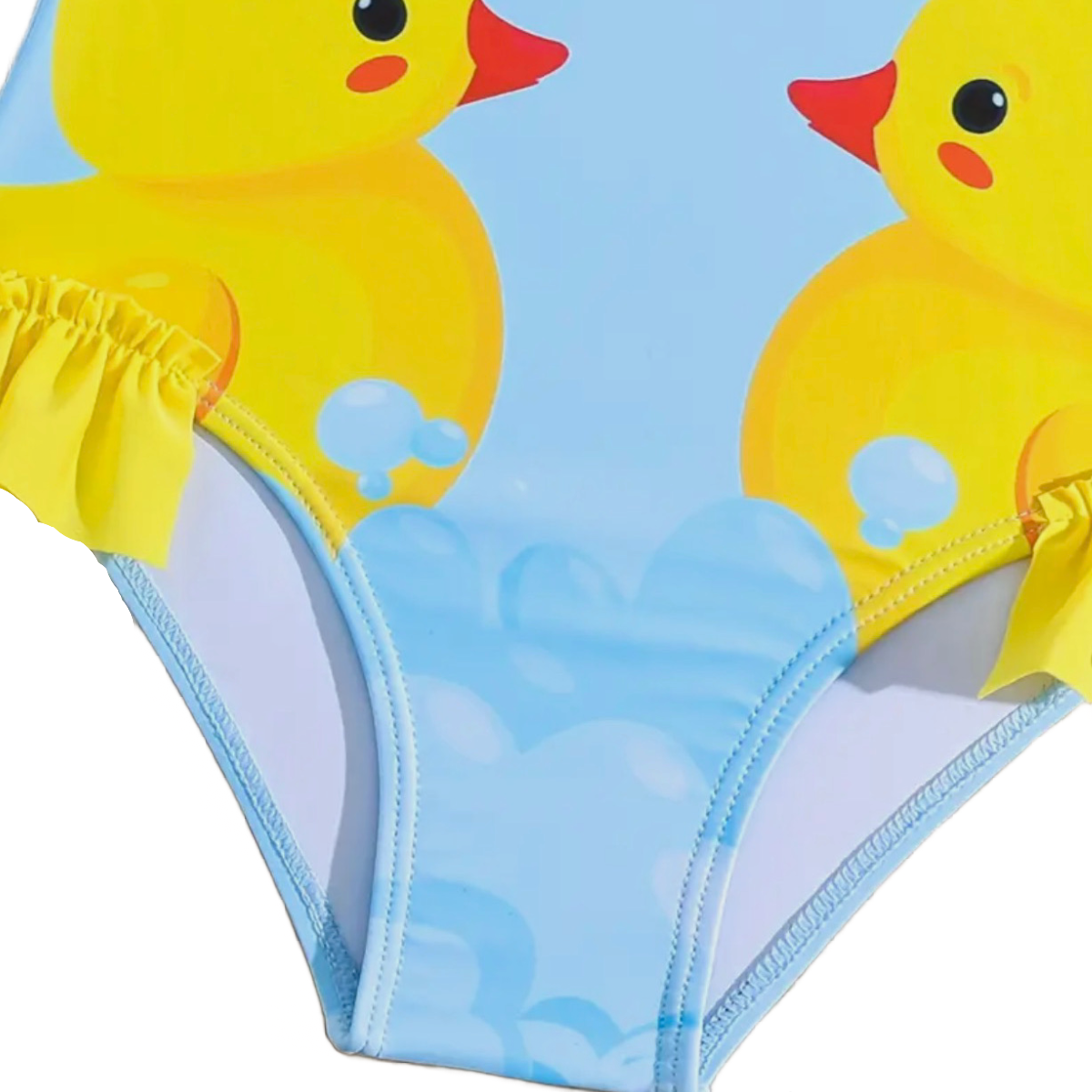 Rubber Duck 1pc Swimwear Bowknot Ruffled Bathing Swimsuit Criss-Cross Back New