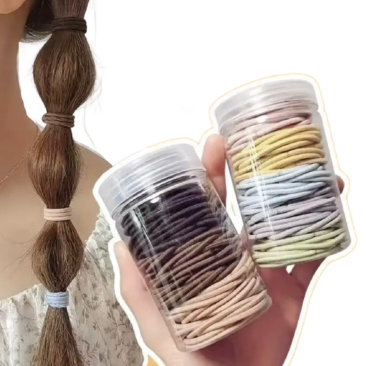 100 Pcs Minimalist Hair Set Soft High Elastic Hair Rings Ties Casual Versatile