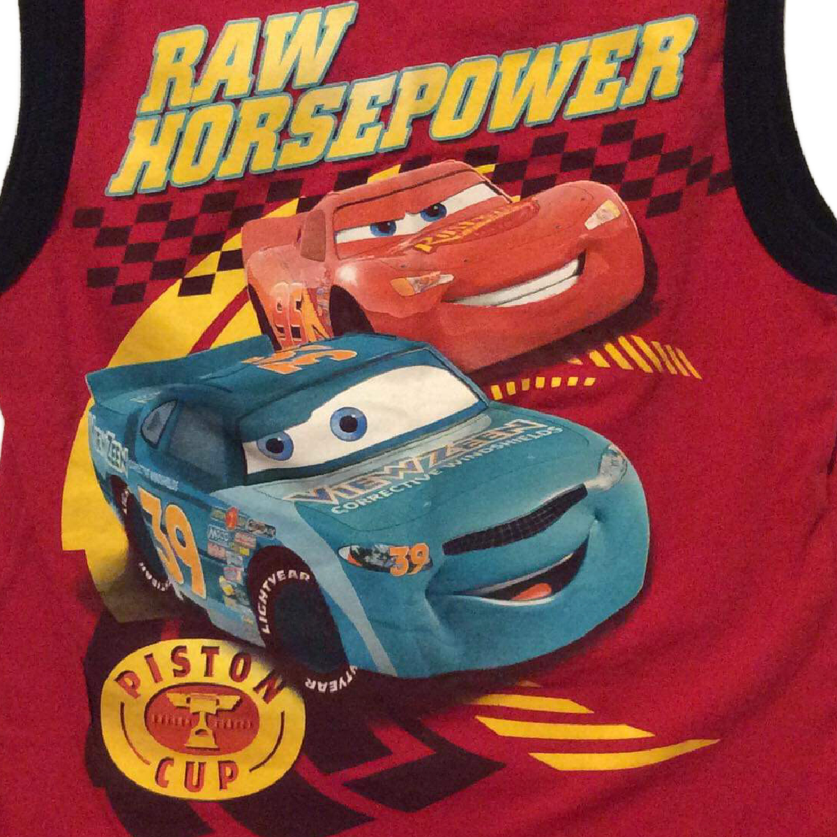 Disney Pixar CARS Raw Horsepower Sleeveless T-Shirt Size 7 Piston Cup Lightening