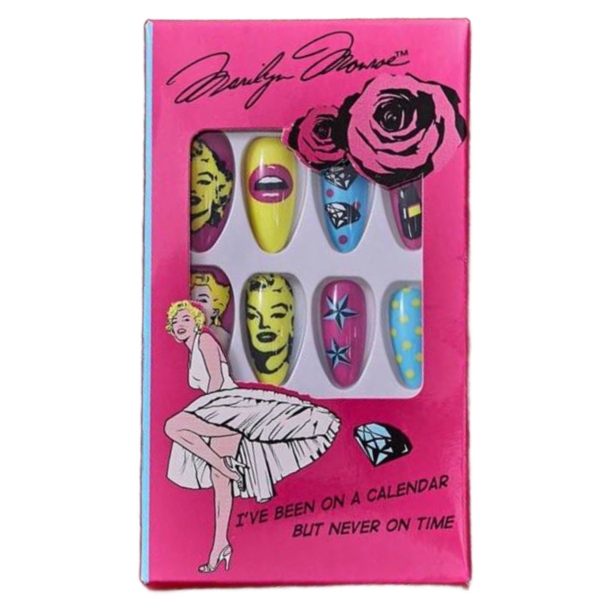 Marilyn Monroe False Press-On Nails Reusable Almond Shape Fashion Tips New Set