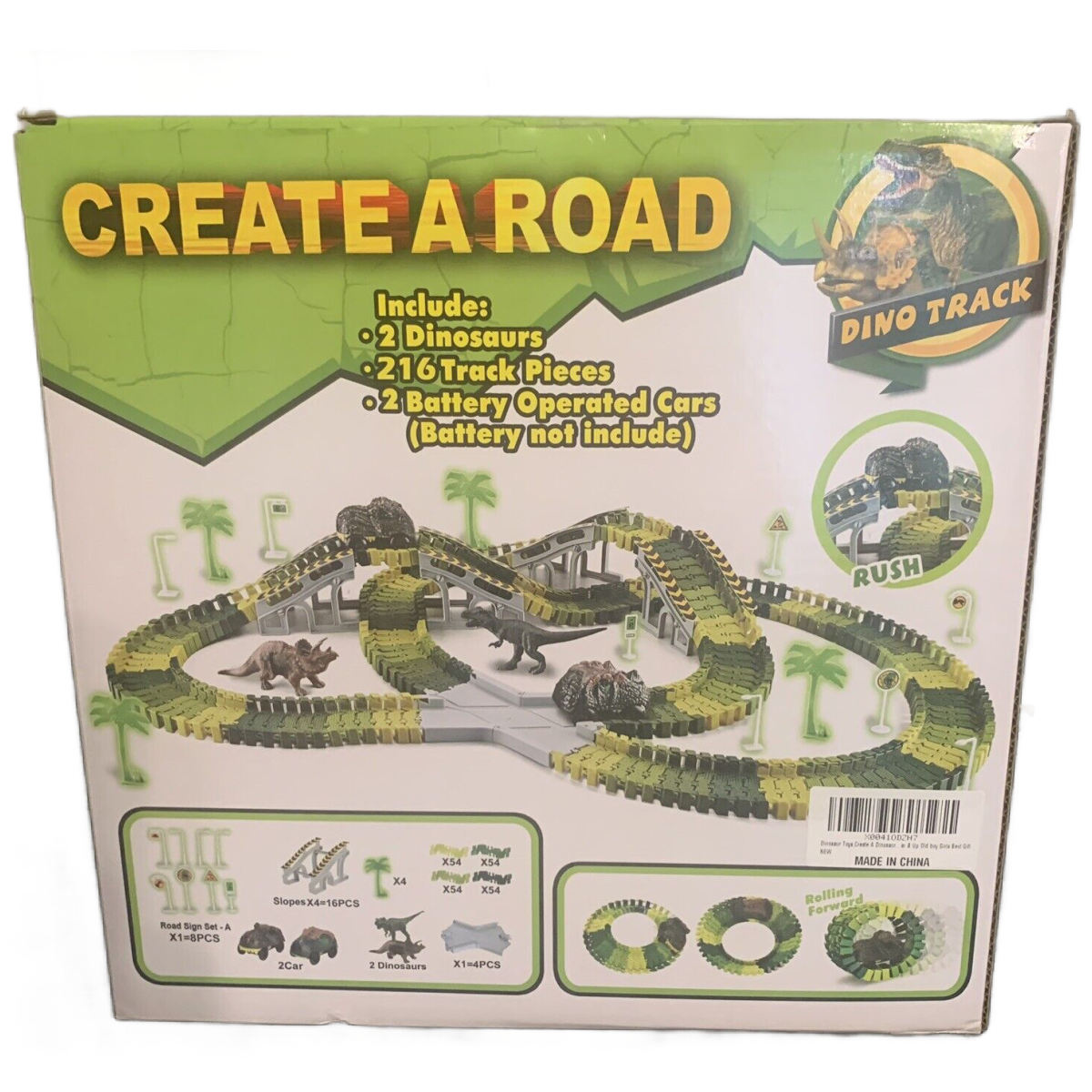 252pcs Dinosaur Toys Vehicles Jurassic World Road Flexible Race Tracks NIB