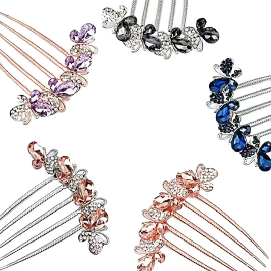 Rhinestone Butterfly Hair Large Comb Barrette Pin Luxury Hair Accessory NEW