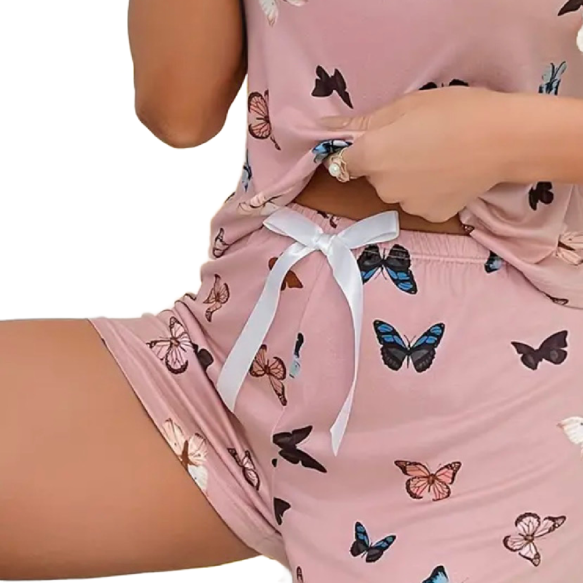 Pink Butterflies PJ 2pc Set Women's Loungewear Butterfly Pajamas Cami Top Shorts