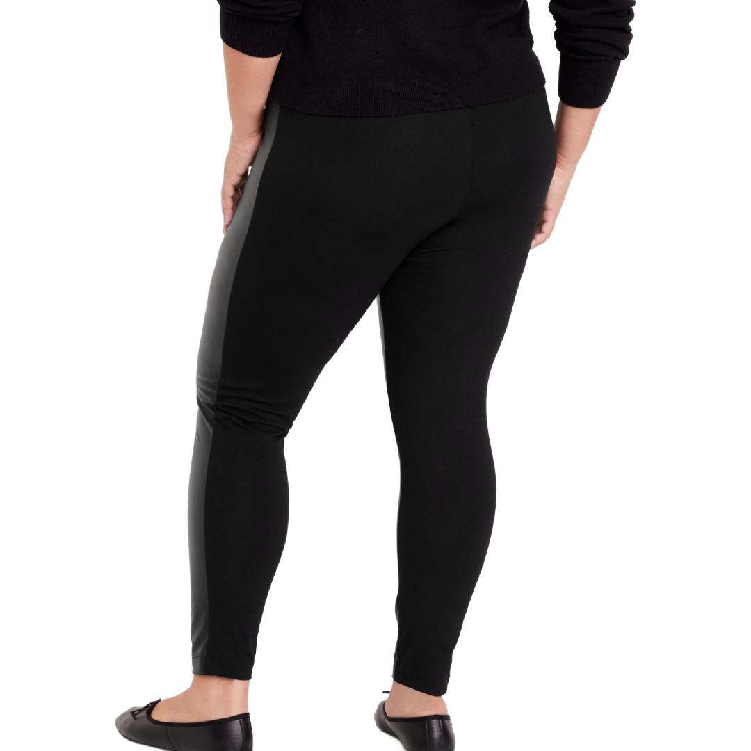 Old Navy Black Faux-Leather Skinny Leggings Plus Sizes Layering High-Waisted New