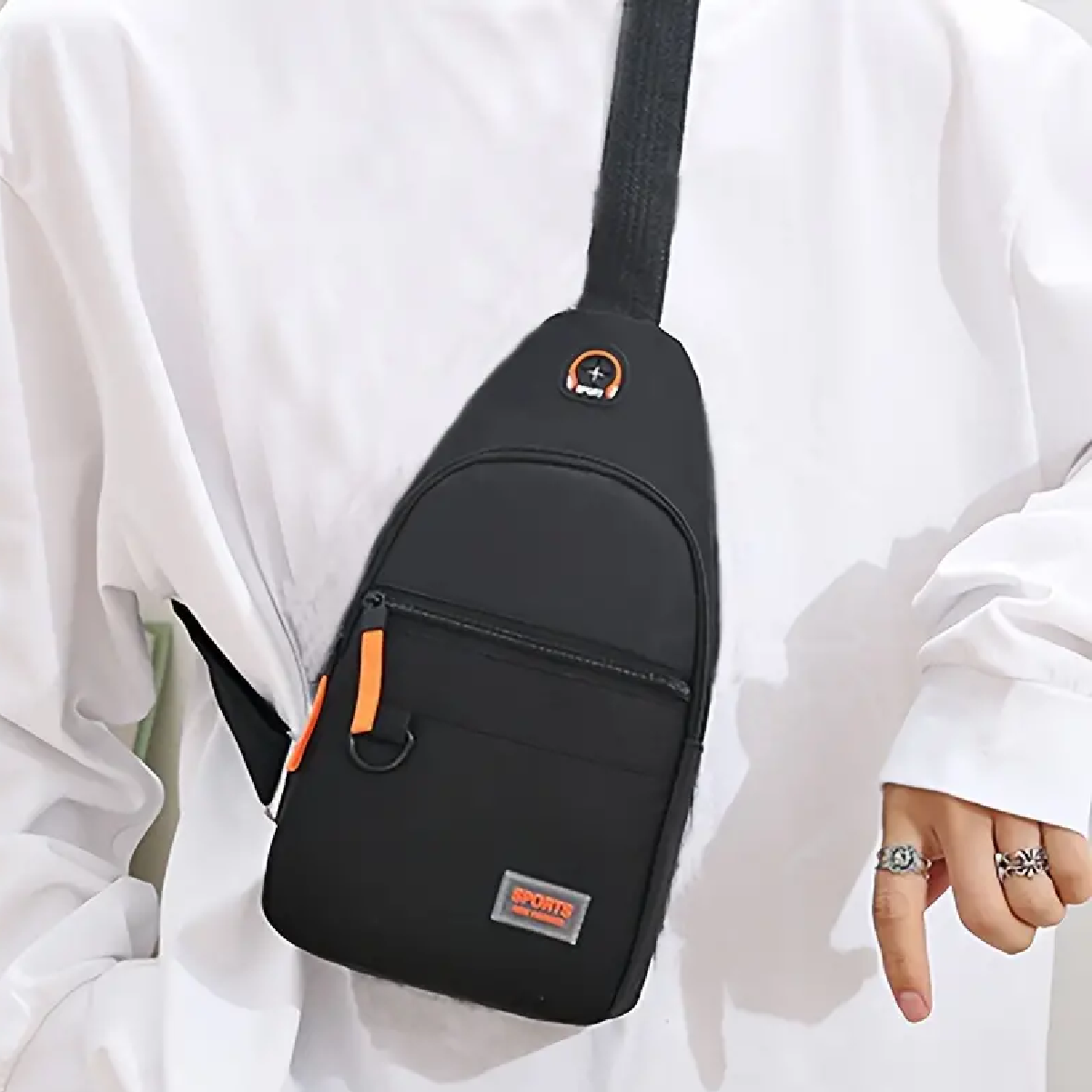 Mini Black Backpack Crossbody Chest Bag Nylon Sport Travel Casual Unisex New