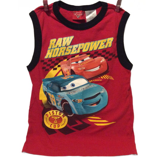 Disney Pixar CARS Raw Horsepower Sleeveless T-Shirt Size 7 Piston Cup Lightening