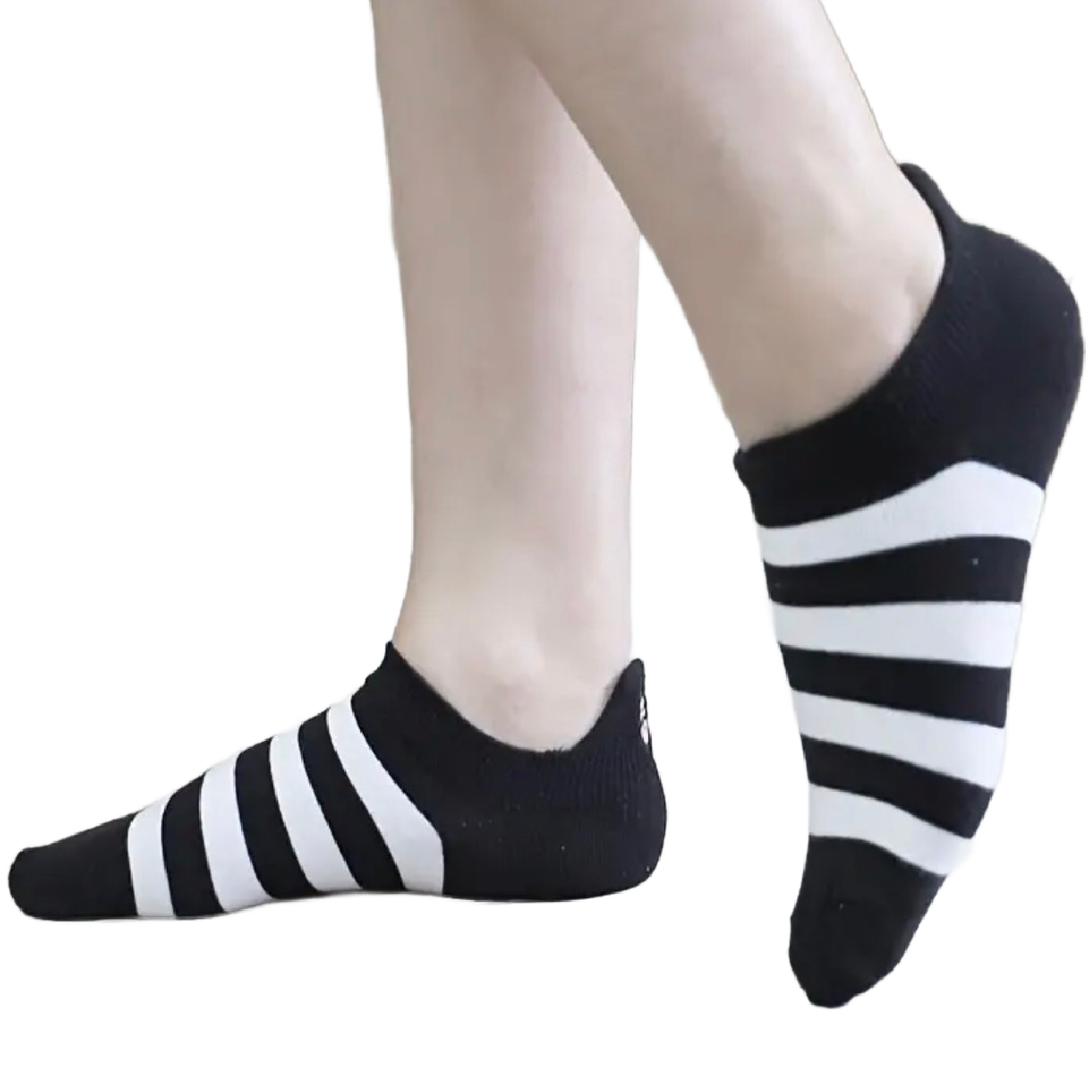 5 Pairs of Cow Stripe Socks Low Cut Ankle White Black Women's Stockings Hosiery