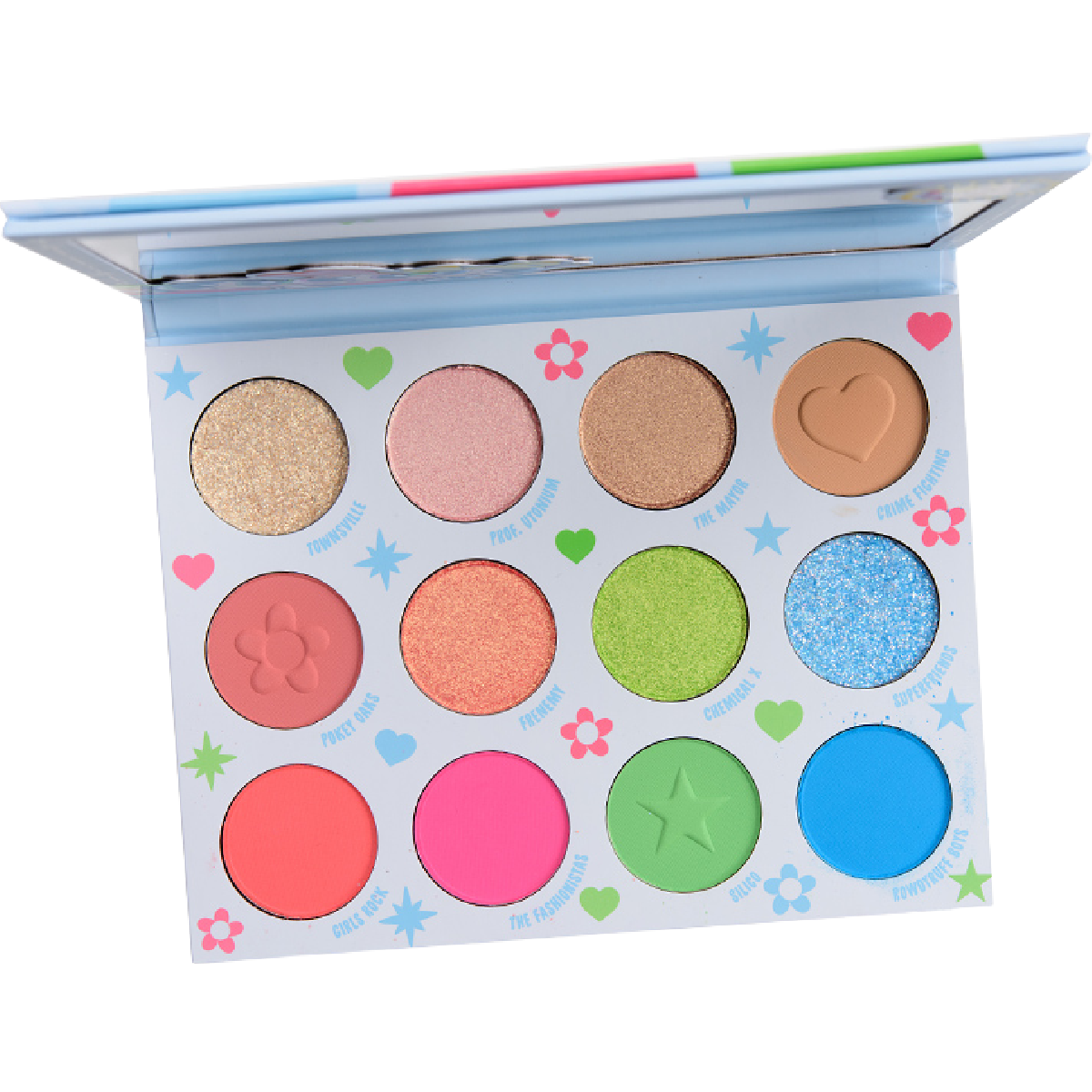 COLOURPOP Powerpuff Girls Eyeshadow Palette Metallic Glitter Matte 12 Shades NEW