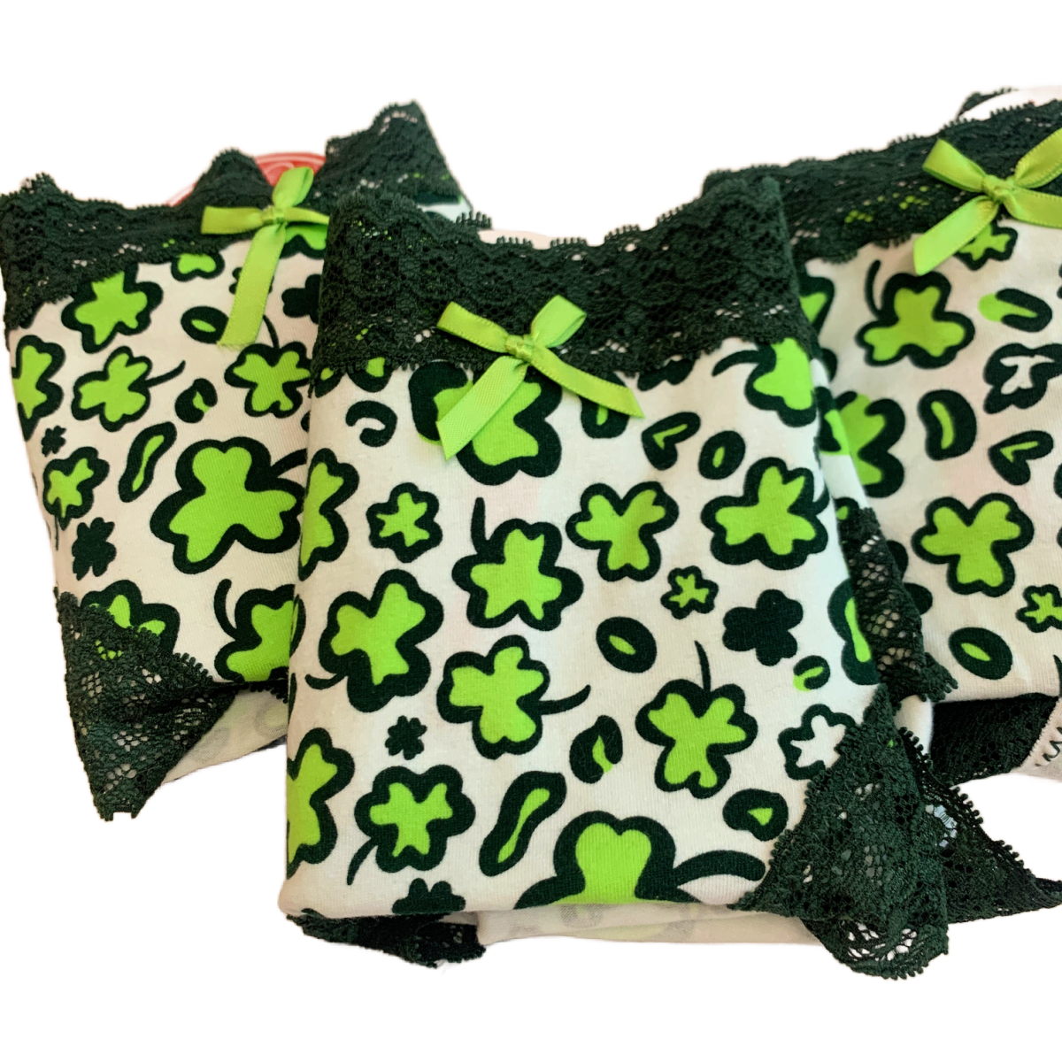 Splendies Three Leaf Kelly Clover Cheeky Panties 4x Cotton Lot of 3 New Pairs