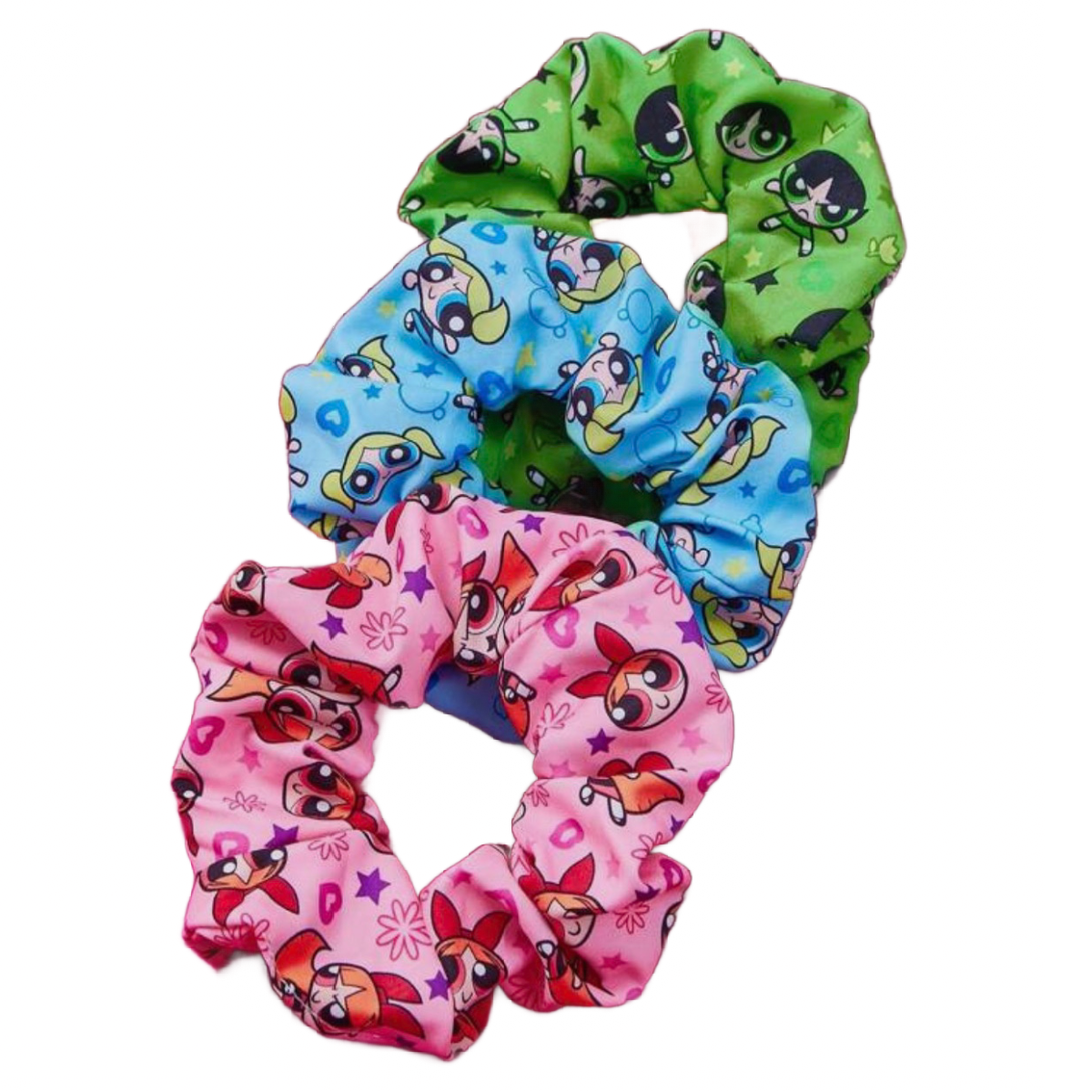 4pc Powerpuff Girls Satin Sleeping Eye Mask & Hair Scrunchies Comfy Bedtime New