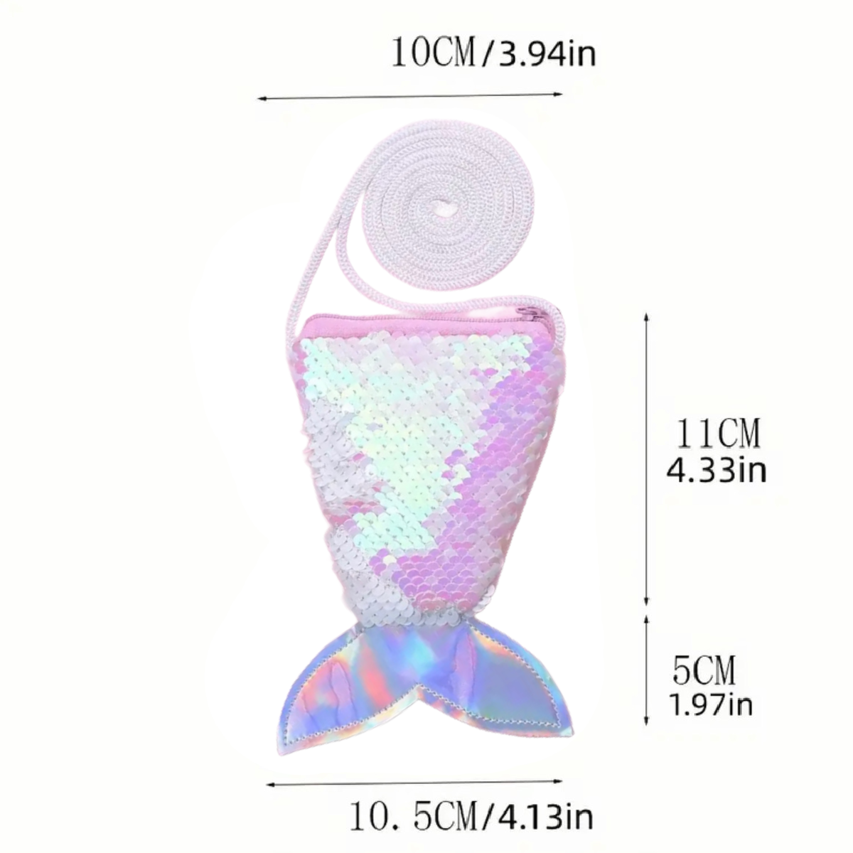 Mini Shiny Sequin Mermaid Coin Purse For Girls Fish Tail Crossbody Bag New