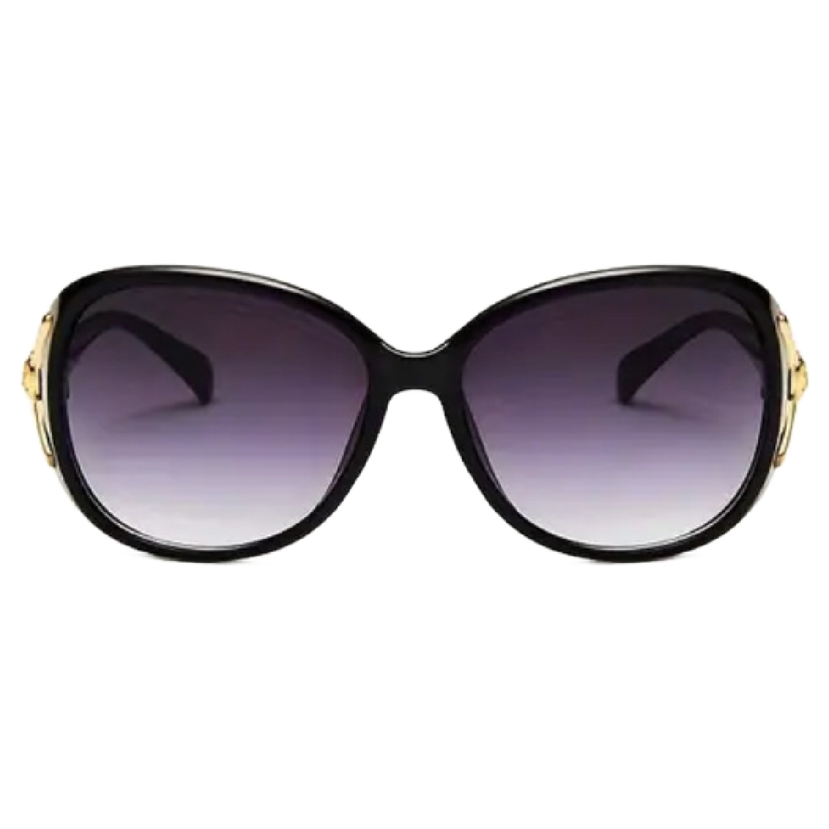 Women's Fashion Black Sunglasses With Gold Fox Head Purple Gradient New Shades