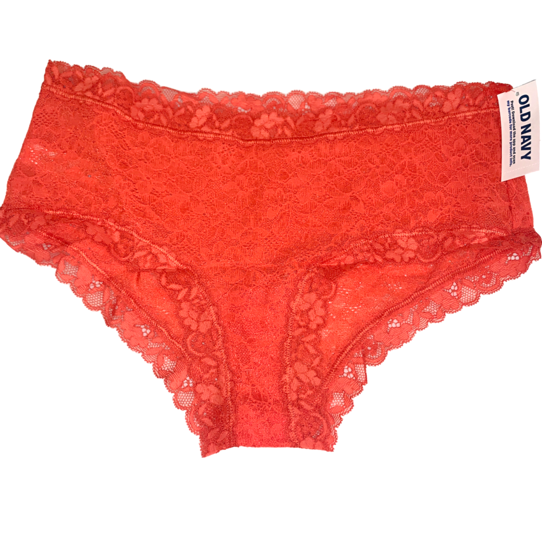 Low-Rise Lace Hipster Panties Lava Color Lingerie 2 Pairs of Underwear NEW Lot