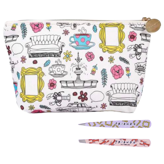 FRIENDS TV 3pc Lot Cosmetic Bag and Tweezers Both Pointed and Slanted New