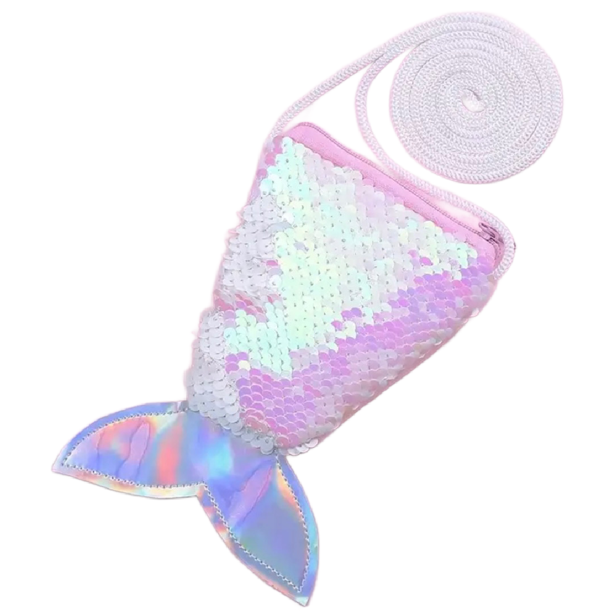 Mini Shiny Sequin Mermaid Coin Purse For Girls Fish Tail Crossbody Bag New