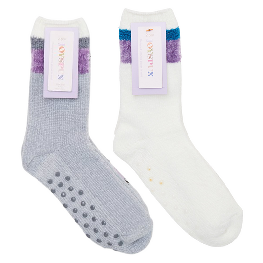 Joyspun Luxury Lounge Gripper Soft Socks 4pk Size 4-10 Purple Gray White New Lot