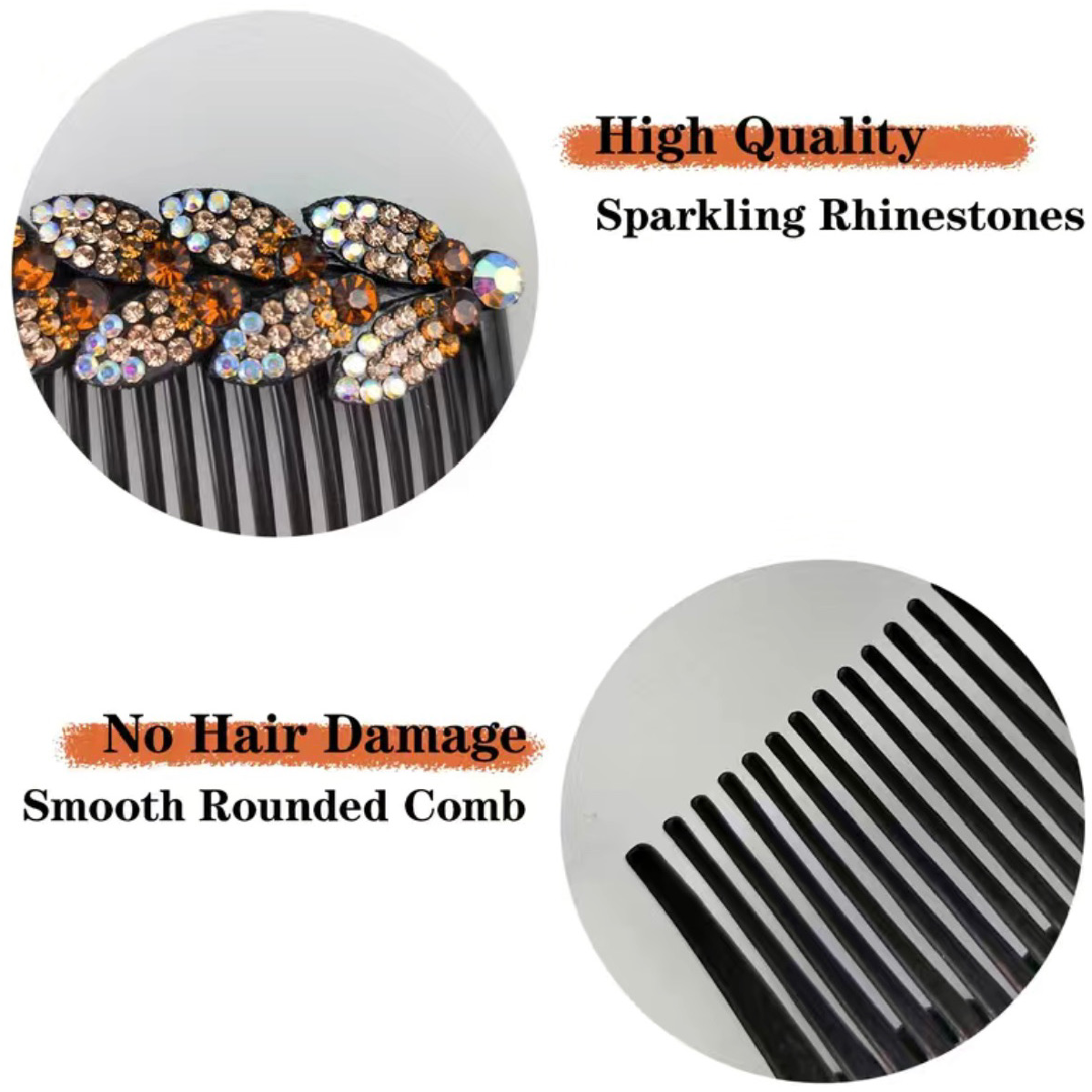 Rhinestone Flower Leaf Hair Side Comb Barrette Elegant Sparkling Accessories NEW
