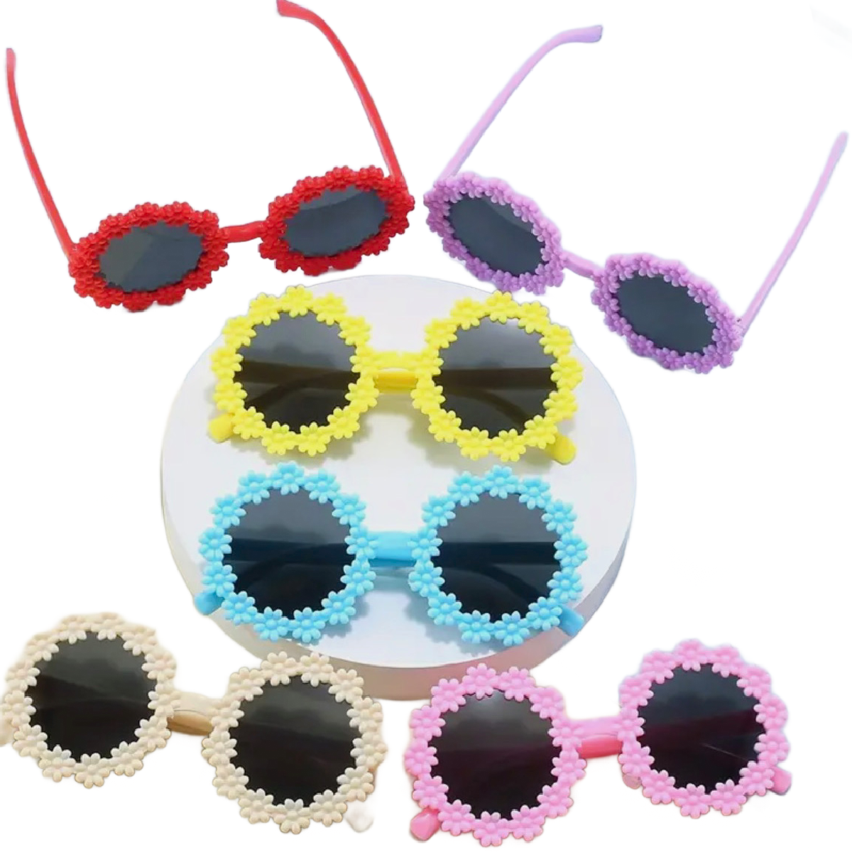 Round Floral Sunglasses Trendy Cute Toddler Kid Summer Tinted Shade Glasses New