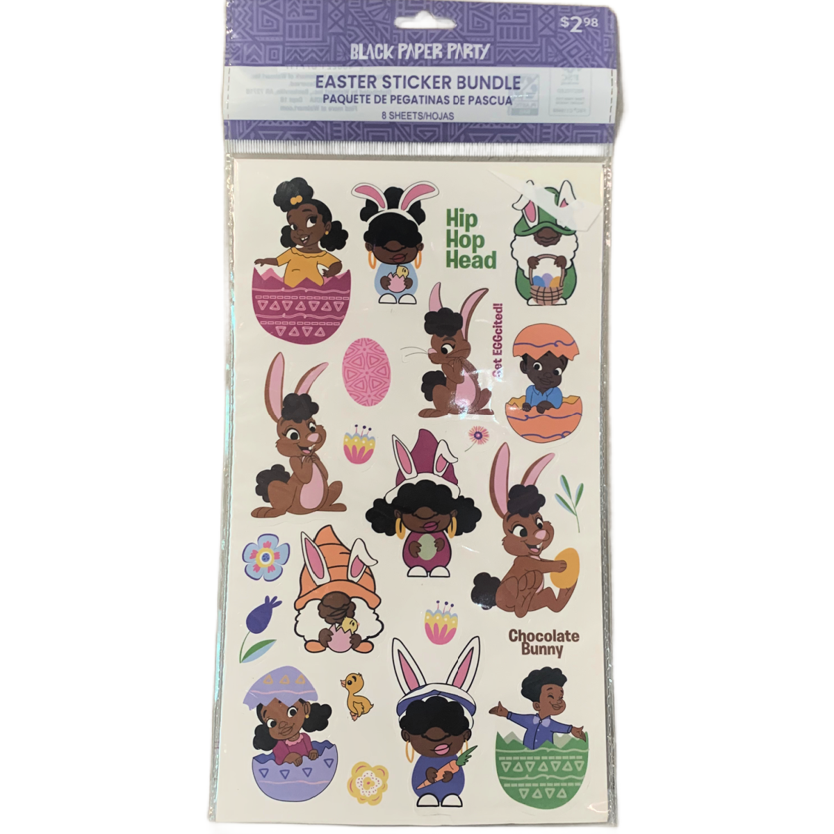 Black Paper Party Easter Chocolate Bunny Kids 900 Stickers Bundle 6 Package Lot