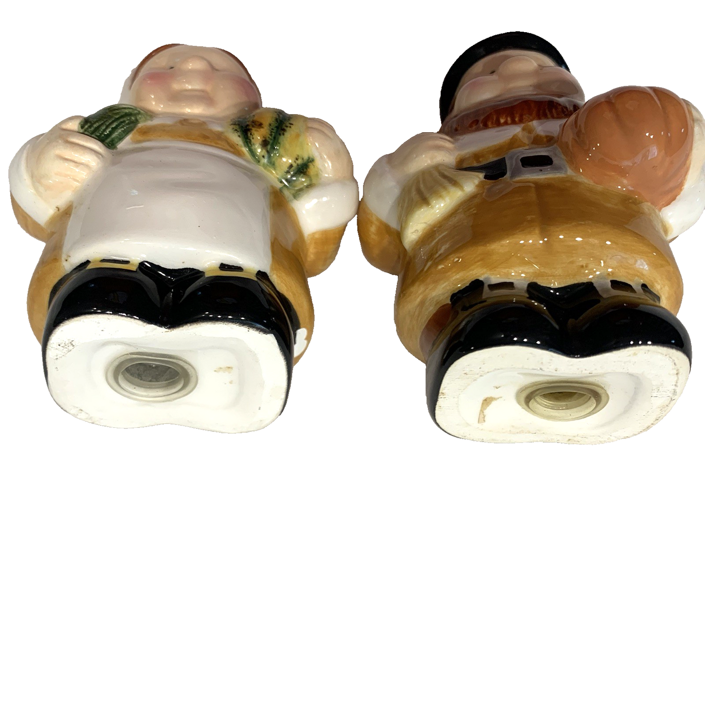 Hand-painted Ceramic Pilgrims Thanksgiving Salt & Pepper Shakers