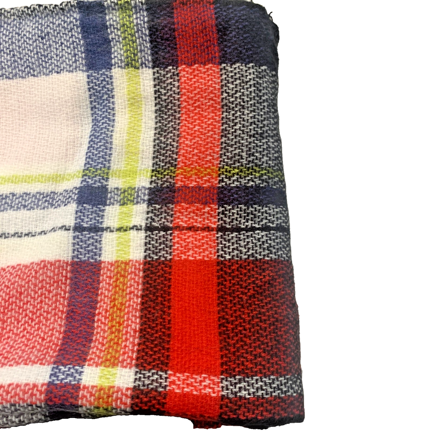 Large Plaid Blanket Wrap Scarf Square 47” Red Blue Green White Soft Acrylic