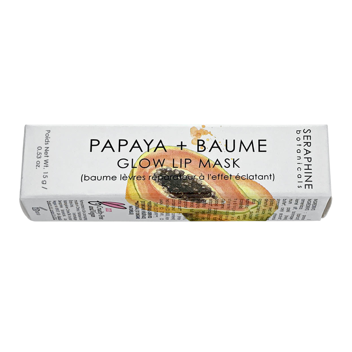 Lot of 2 Seraphine Botanicals Glow Lip Mask PAPAYA + BAUME 15g/.53oz NEW
